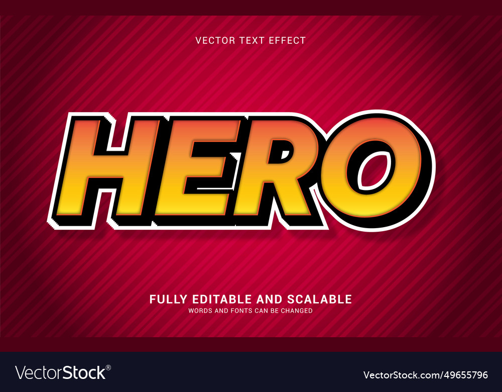Editable text effect hero style