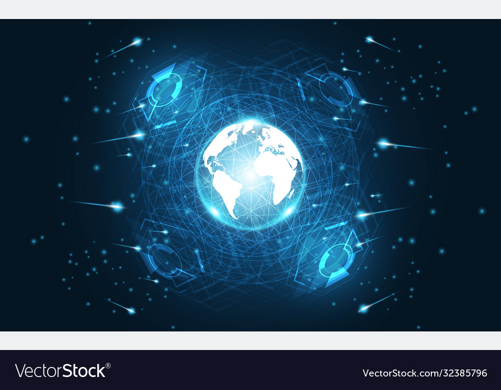 Global network connection world map abstract vector image Global network connection world map abstract