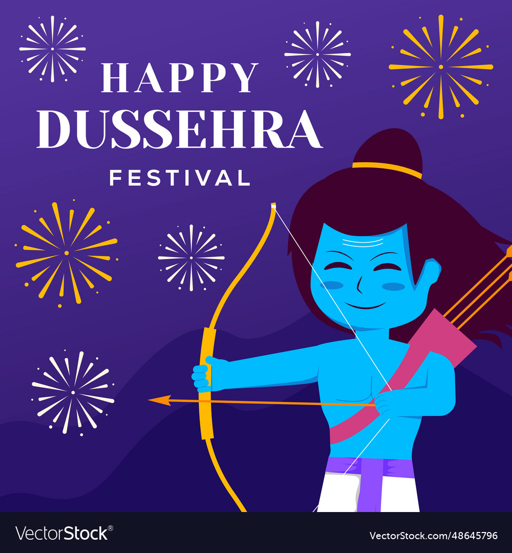 Happy dussehra festival with cute rama Royalty Free Vector