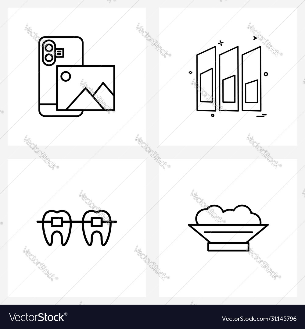 Modern style set 4 line pictograph grid based