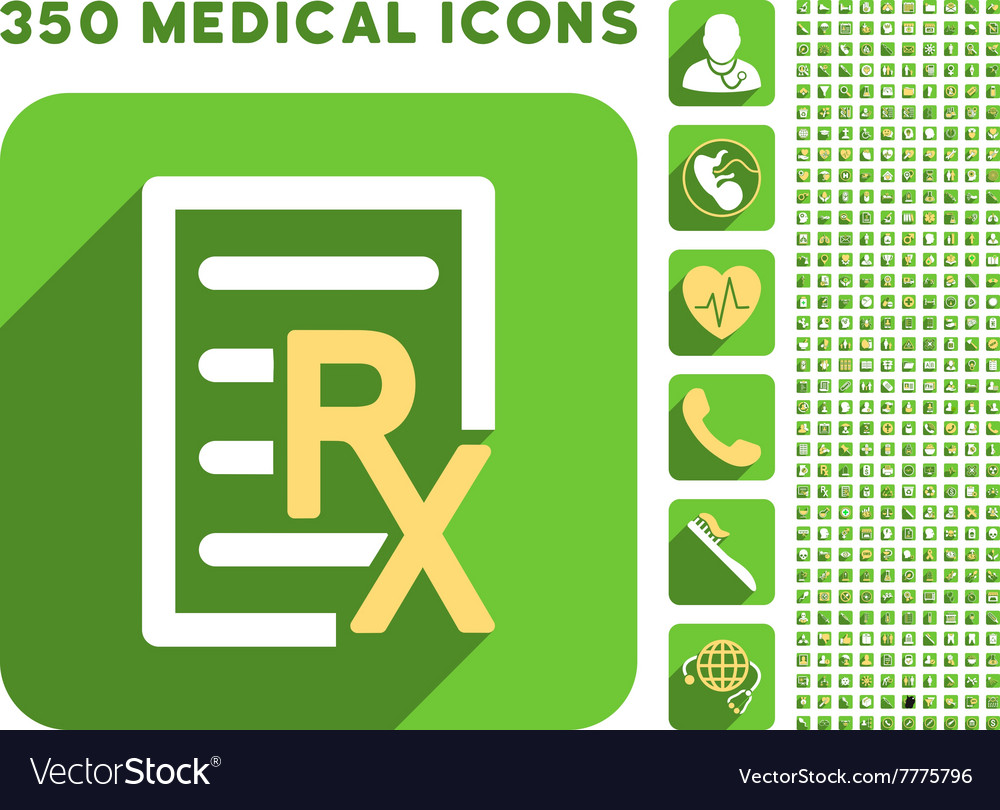 Receipt text icon and medical longshadow set