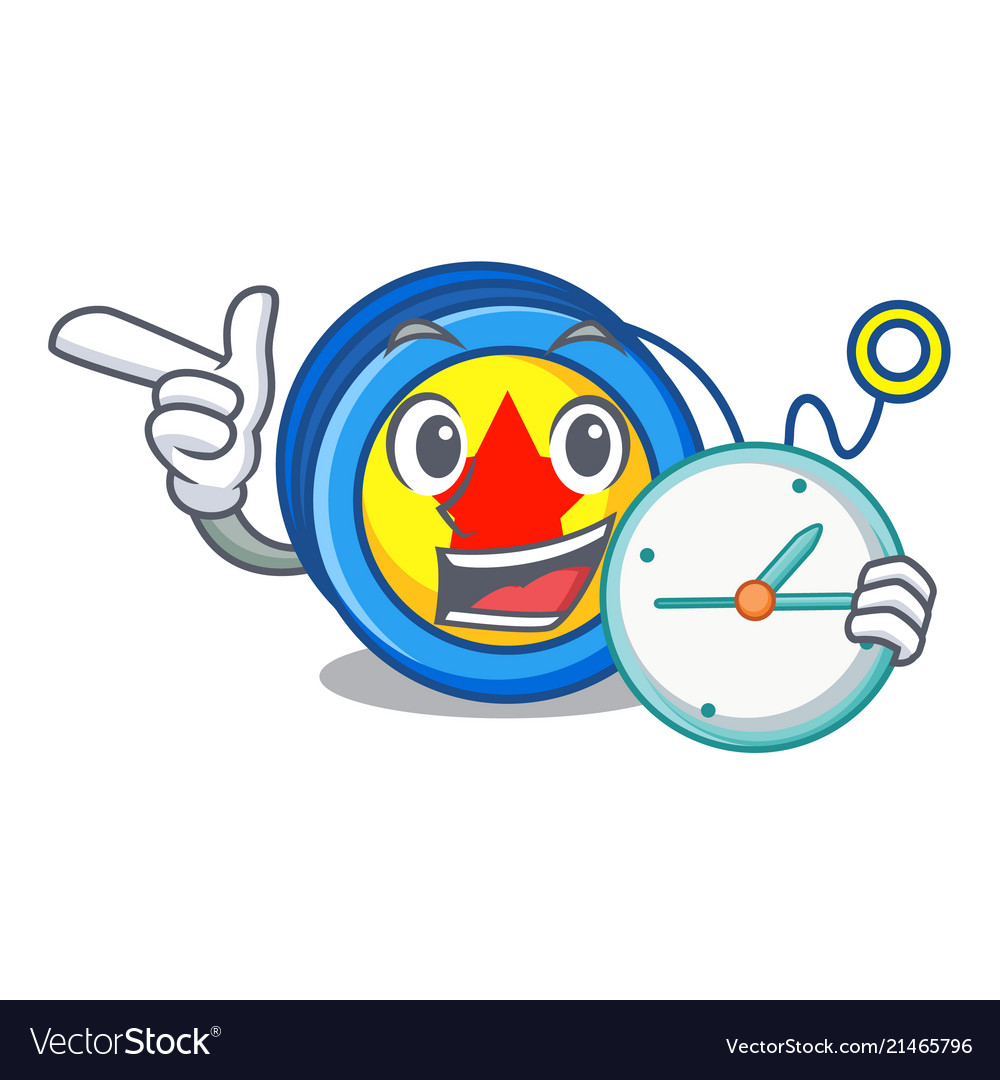 With clock yoyo character cartoon style Royalty Free Vector