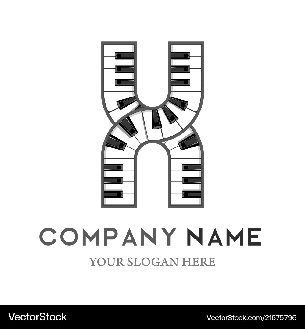 X letter logo design piano keyboard Royalty Free Vector
