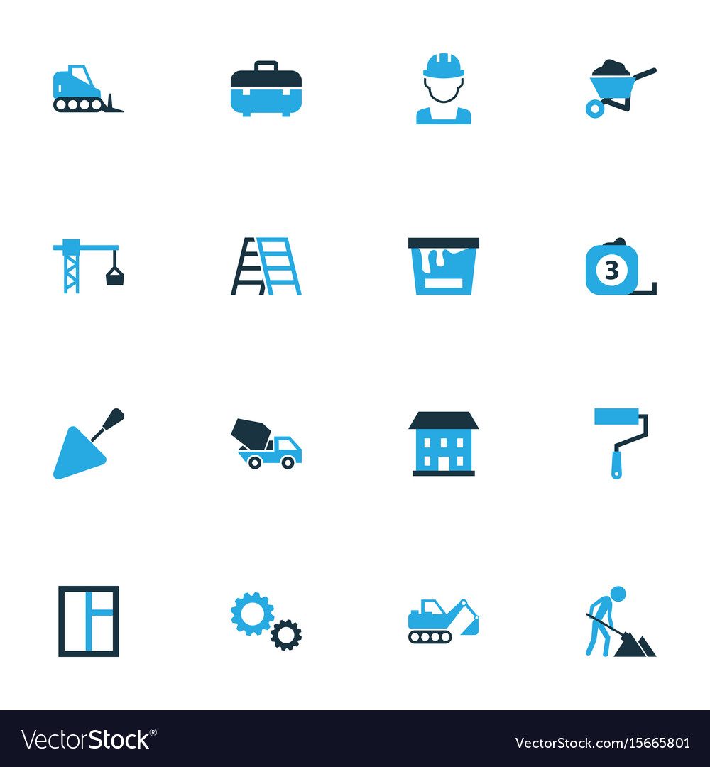 Building colorful icons set collection