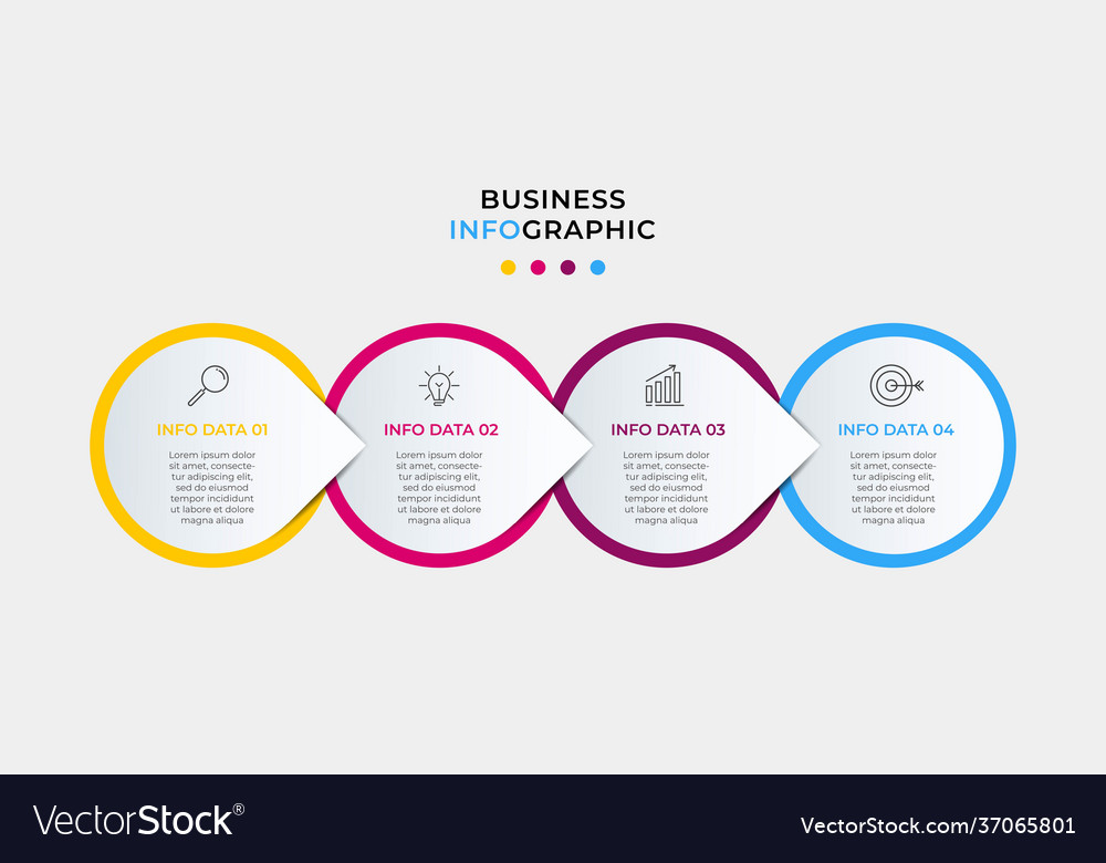 Business Infographics Timeline With 4 Steps Vector Image