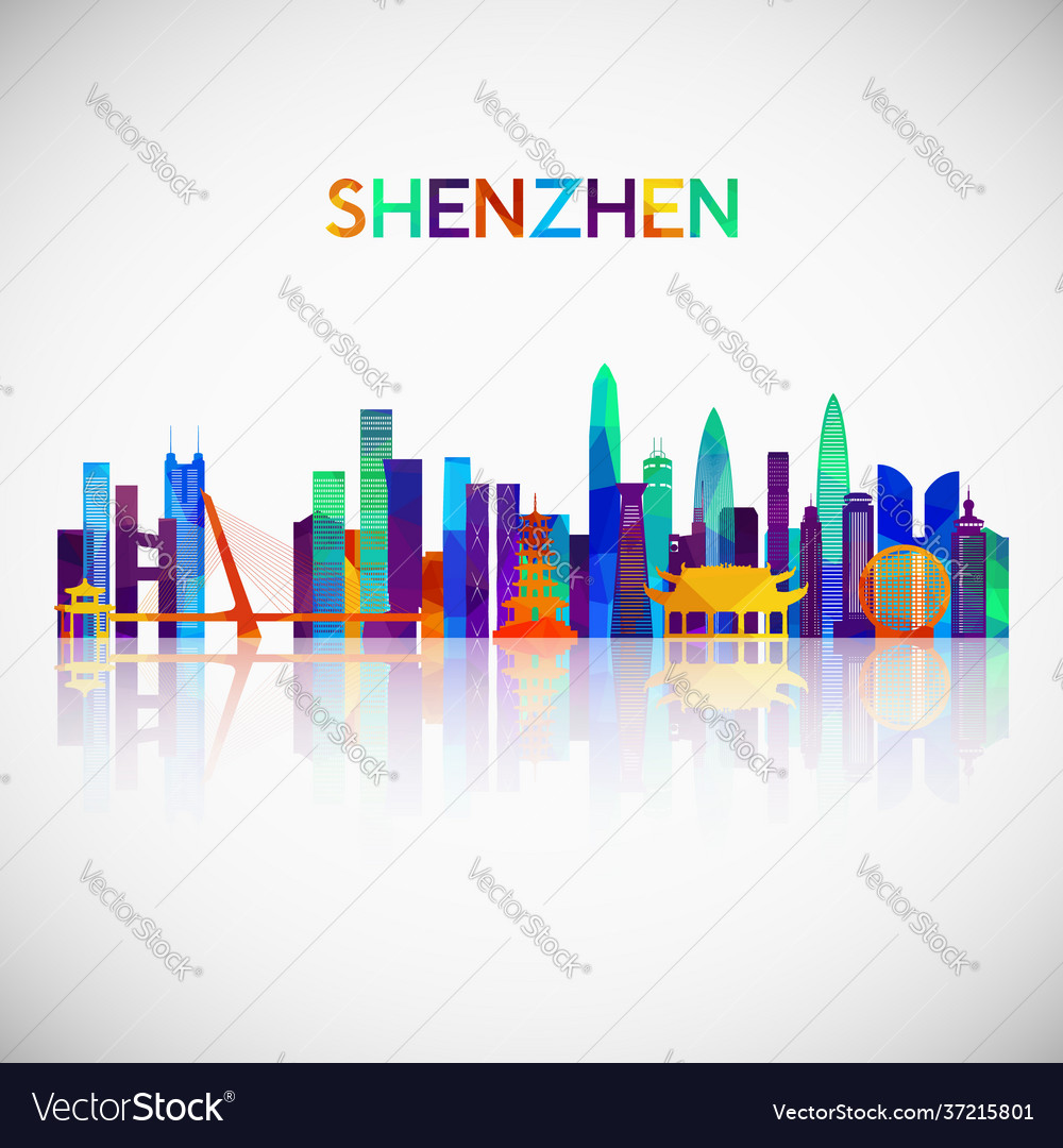 Colorful Shenzhen Skyline Silhouette