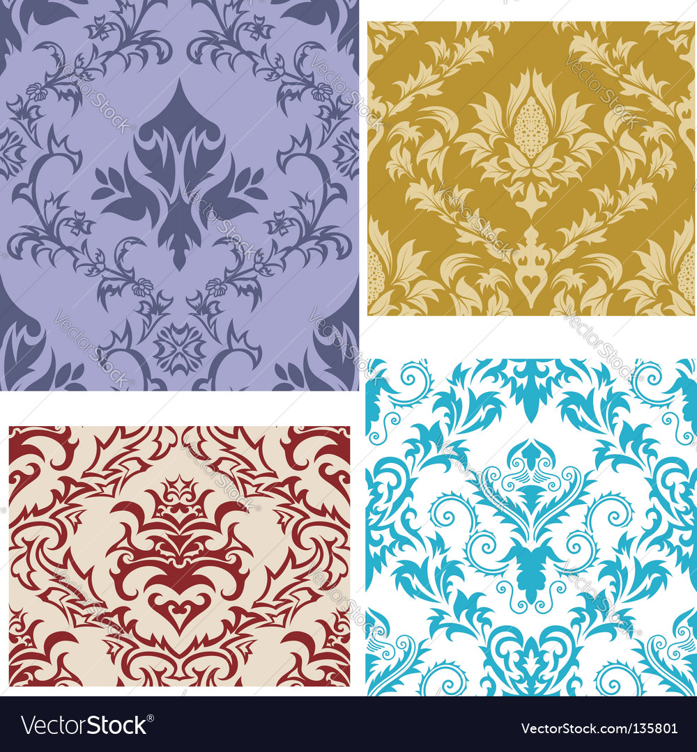 Damask patterns set Royalty Free Vector Image - VectorStock