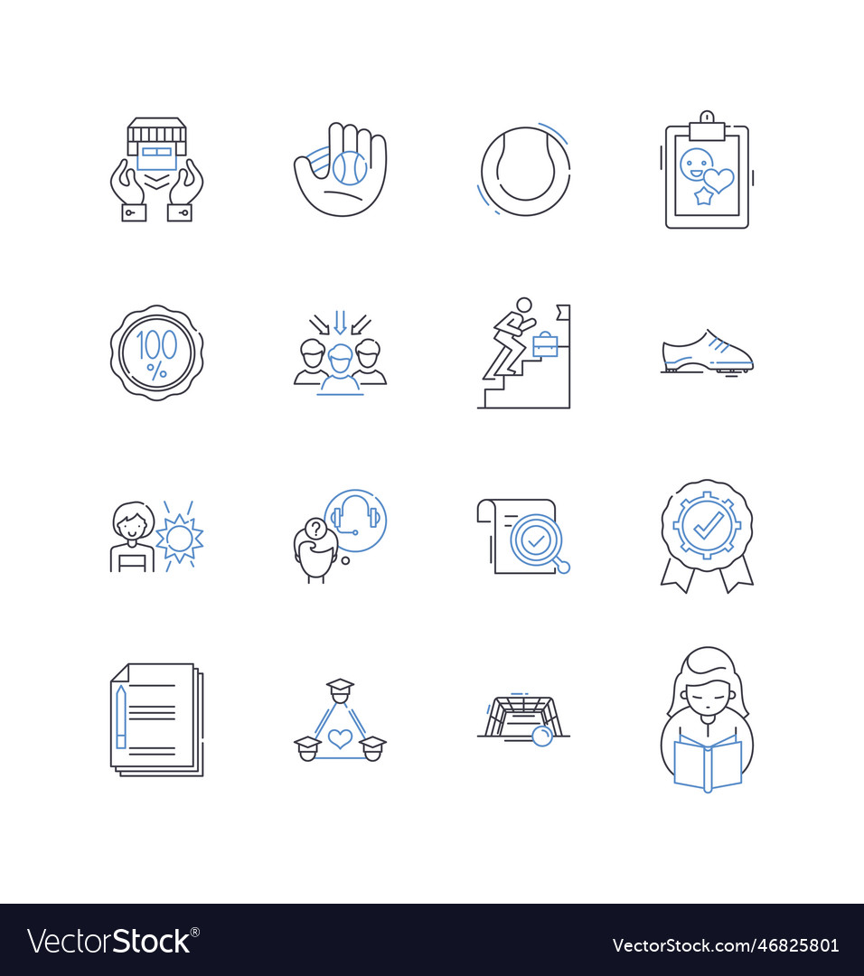 Games line icons collection strategy multiplayer Vector Image