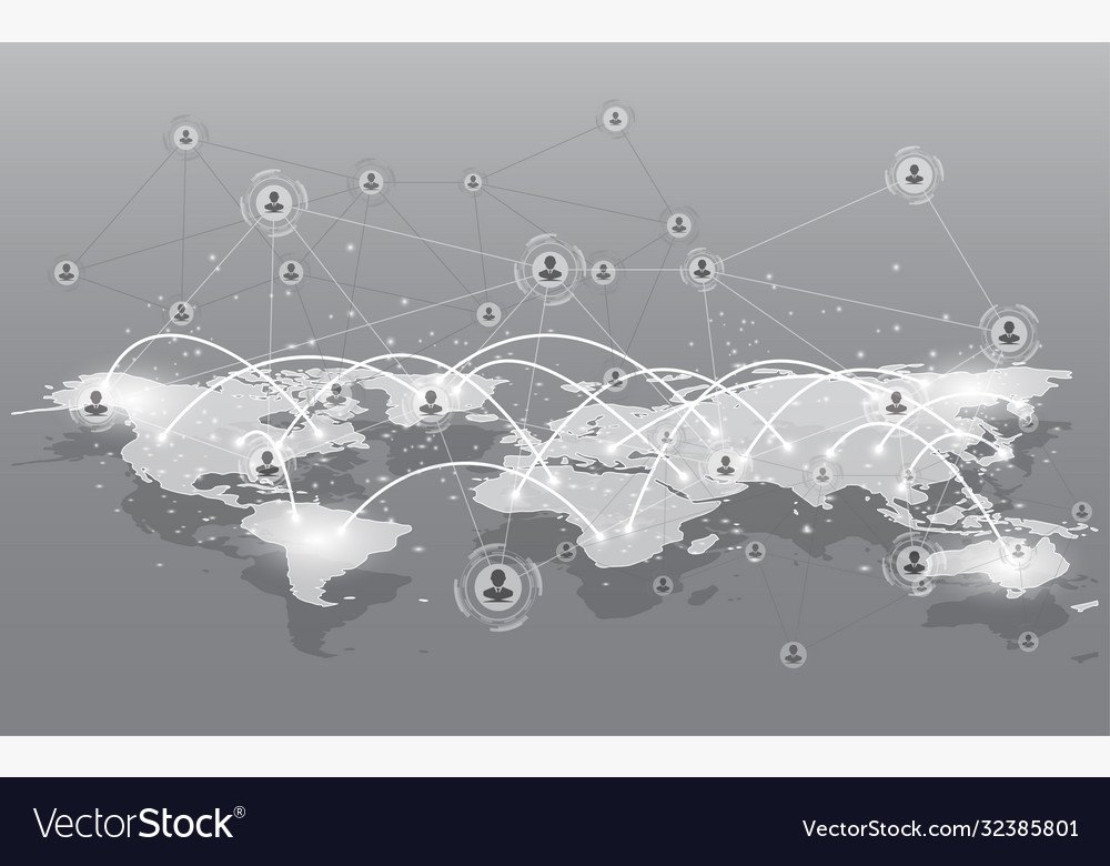 Global network connection world map abstract vector image Global network connection world map abstract