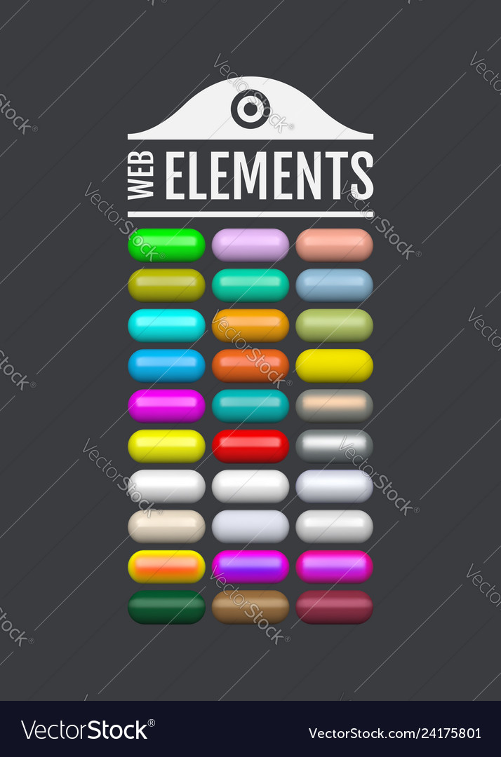 Glossy web elements colored oval buttons for your vector image Glossy web elements colored oval buttons for your