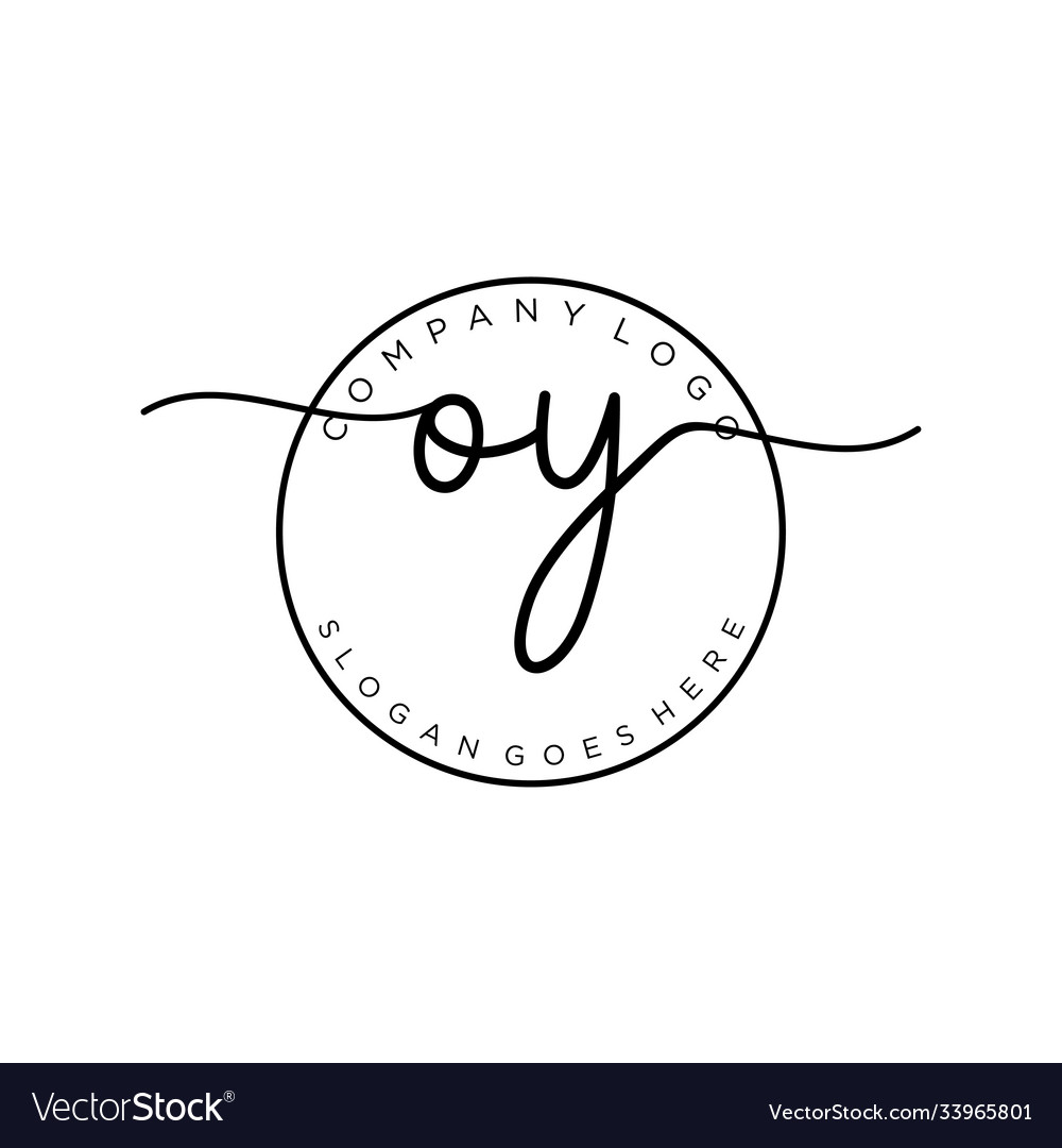 Initial oy handwriting logo with circle template