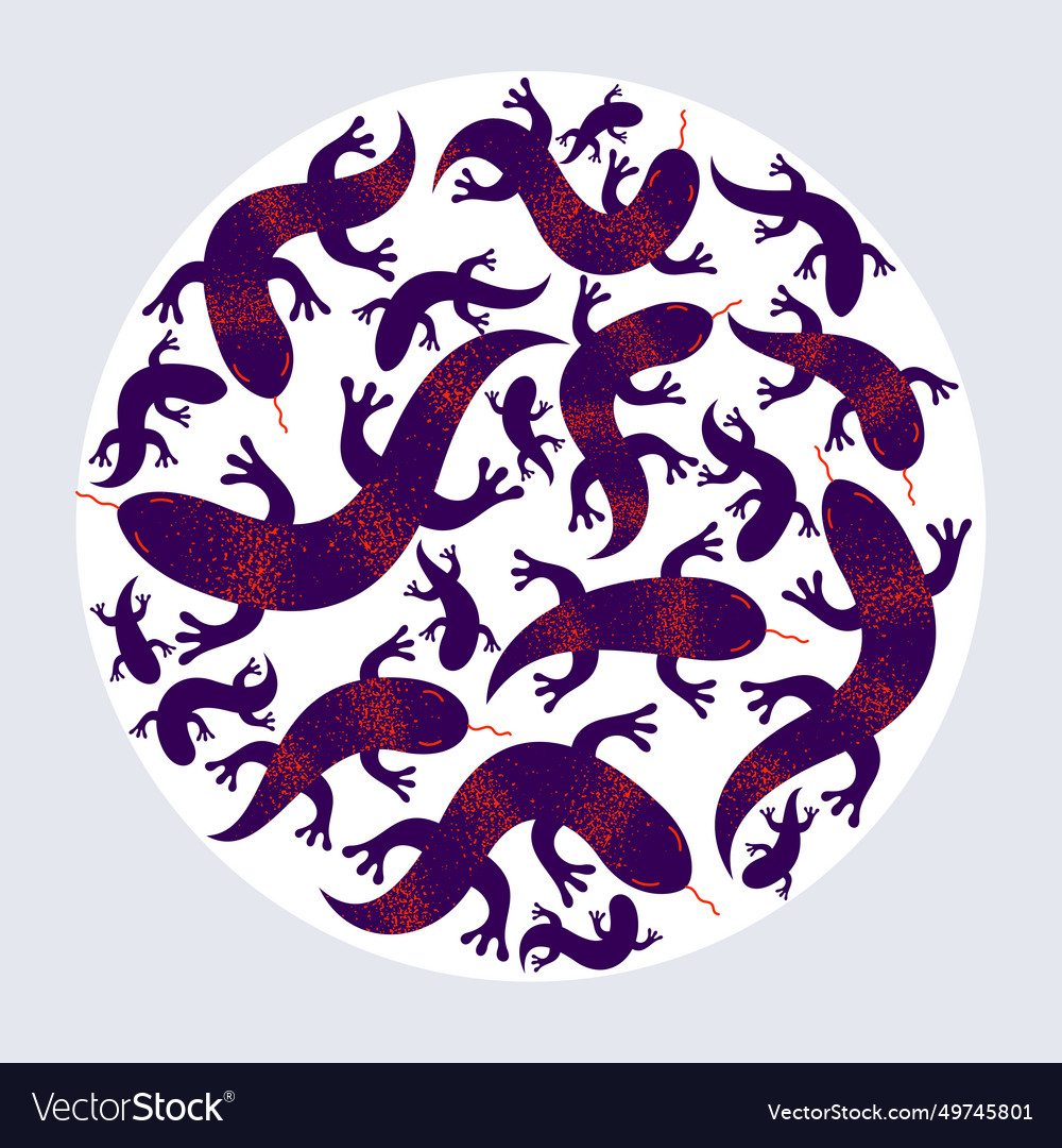 Lizards round composition in a circle design