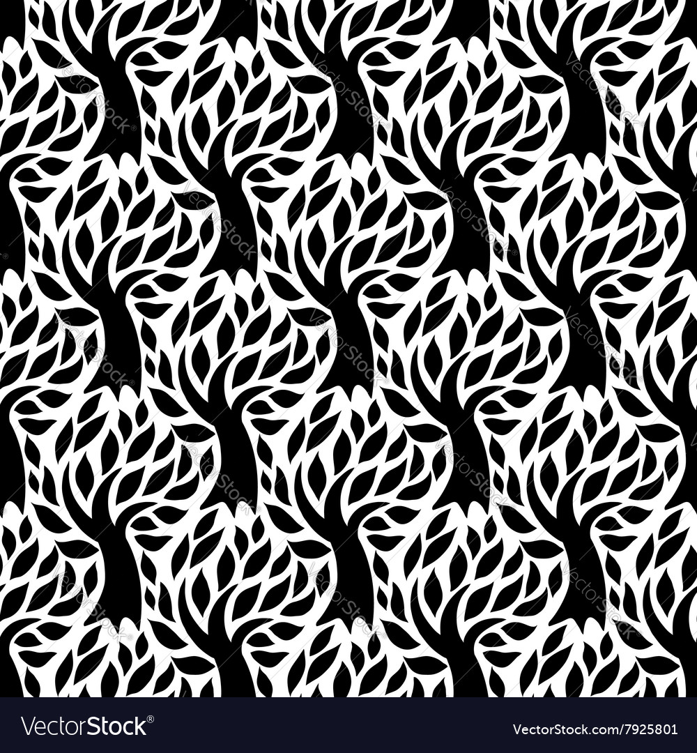 Pattern with trees in black and white Royalty Free Vector
