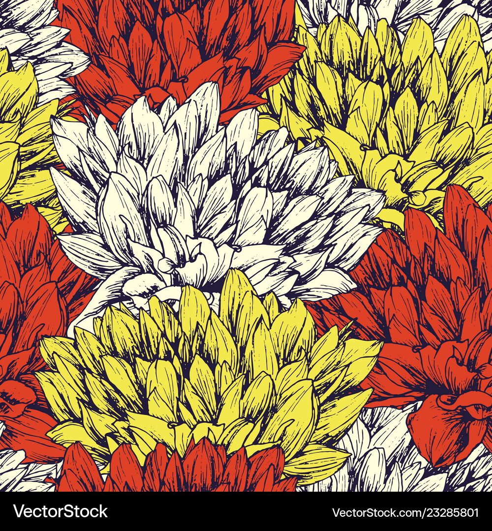 Peony flower seamless pattern Royalty Free Vector Image