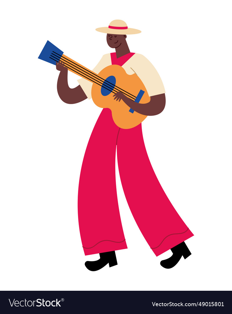 Petronio alvarez festival man with guitar Vector Image