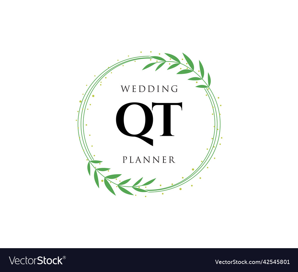 Qt initials letter wedding monogram logos