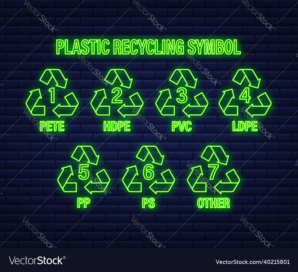 recyceln neon Symbol Symbol Kunststoff Recycling