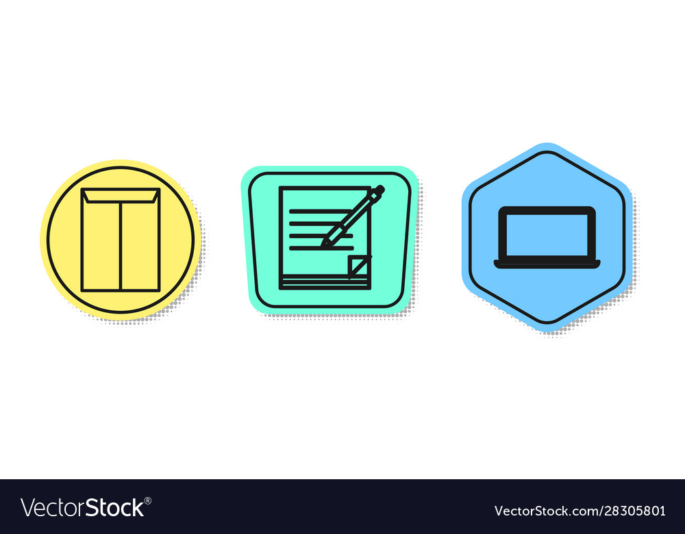Set line envelope blank notebook and pen Vector Image Set line envelope blank notebook and pen