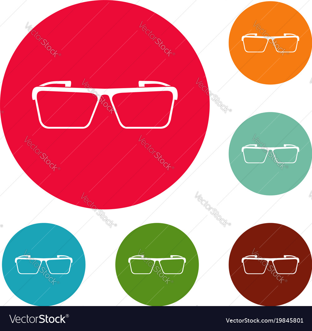 Square lens icons circle set Royalty Free Vector Image