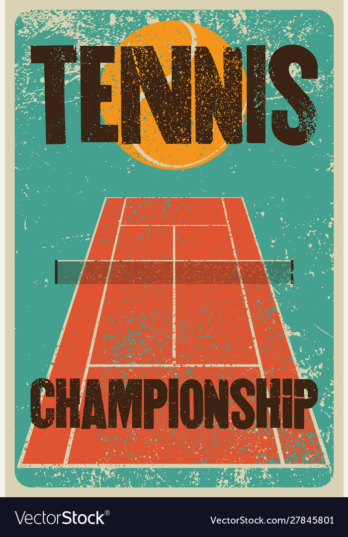 Tennis typographical vintage grunge style poster Vector Image