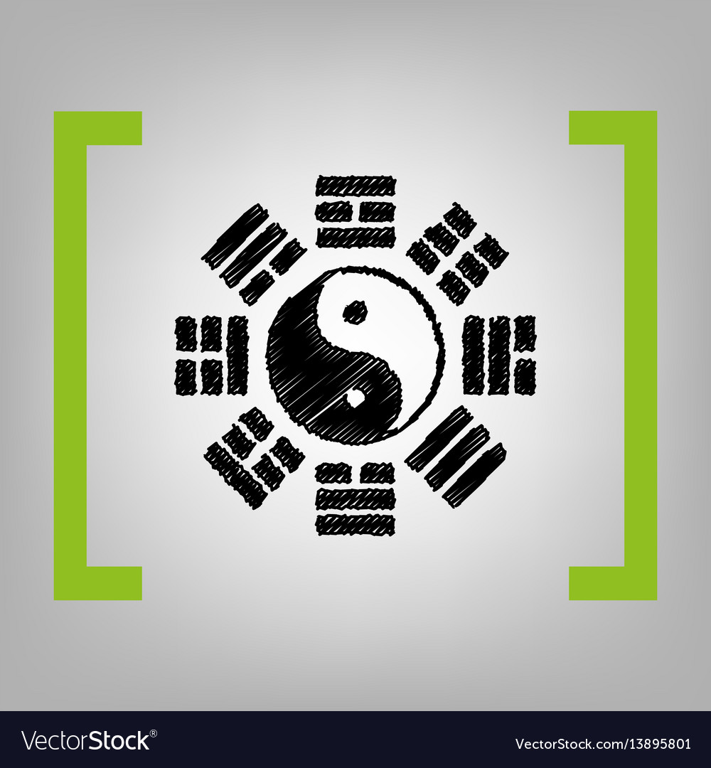 Yin and yang sign with bagua arrangement