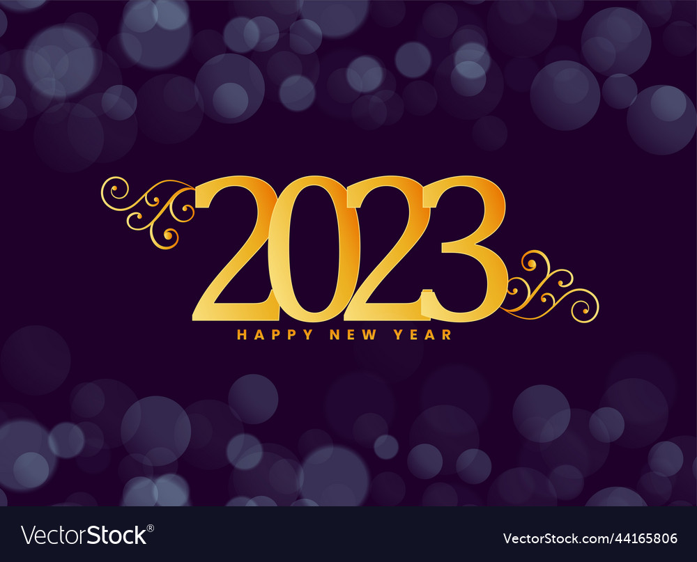2023 new year wishes card with bokeh effect