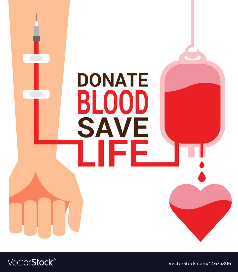 Bag blood with hand for world blood donor day Vector Image