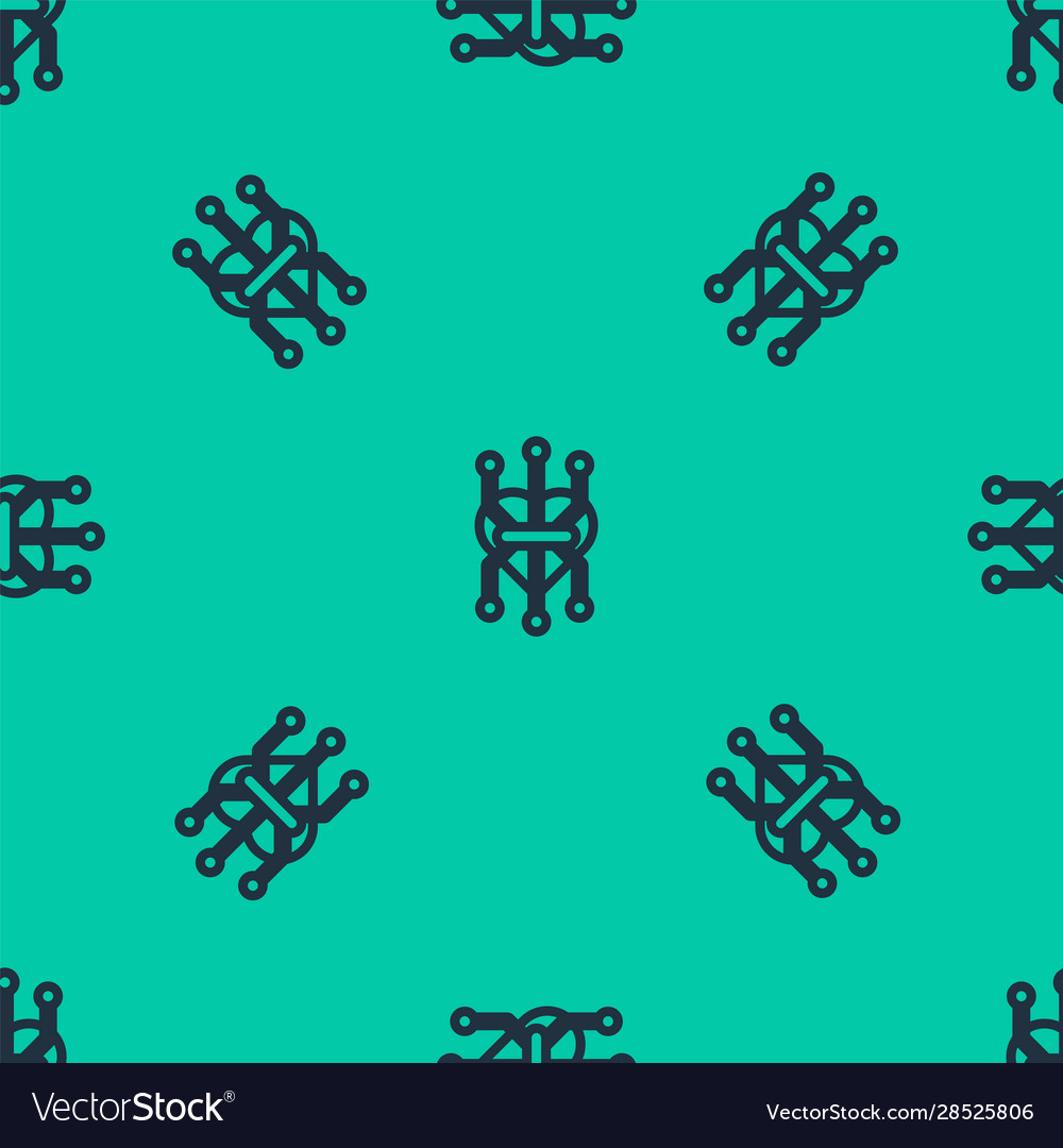 Blue line processor icon isolated seamless pattern vector image Blue line processor icon isolated seamless pattern