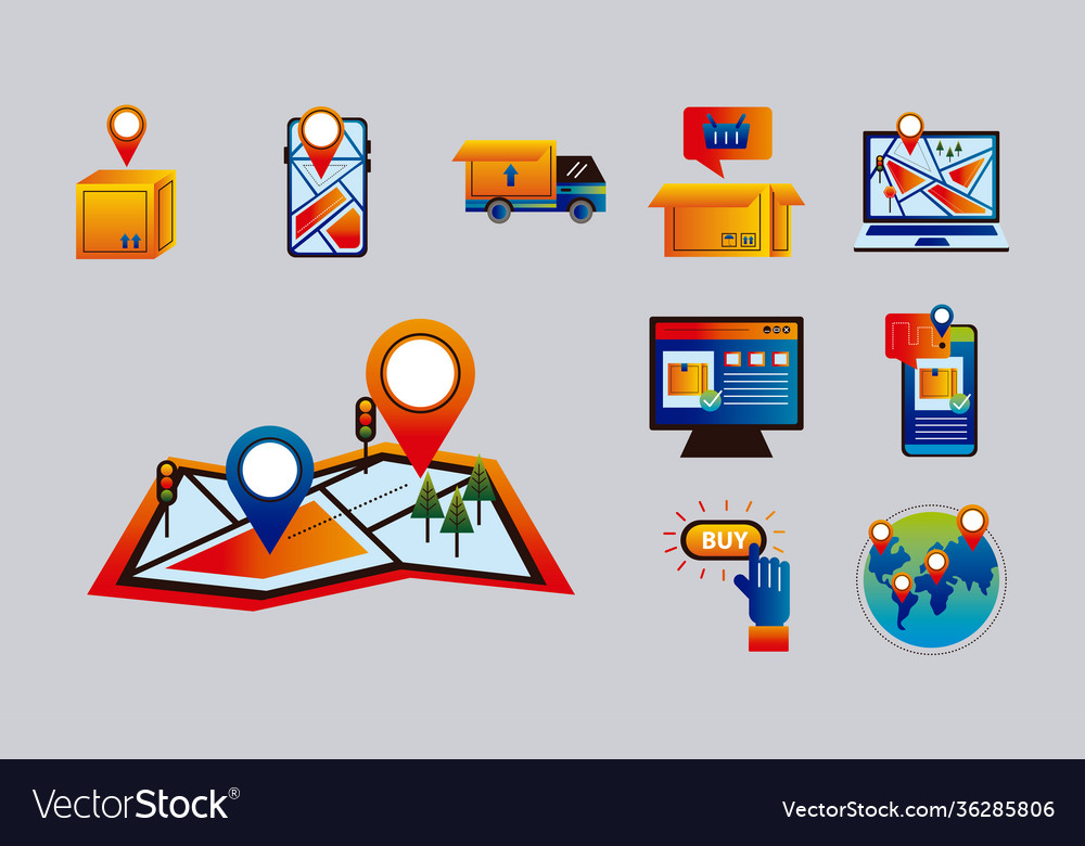 Bundle ten online delivery service set icons