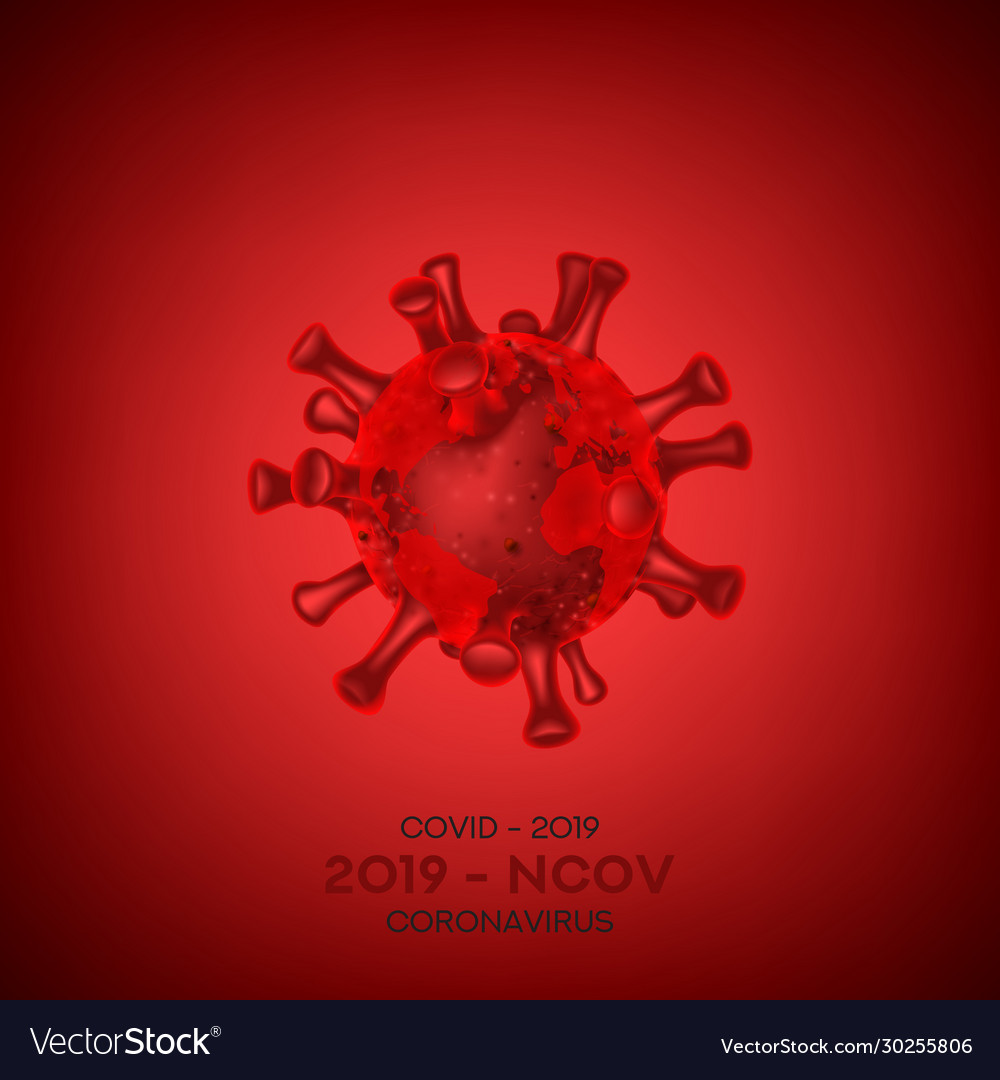 Coronavirus cell isolated on red background