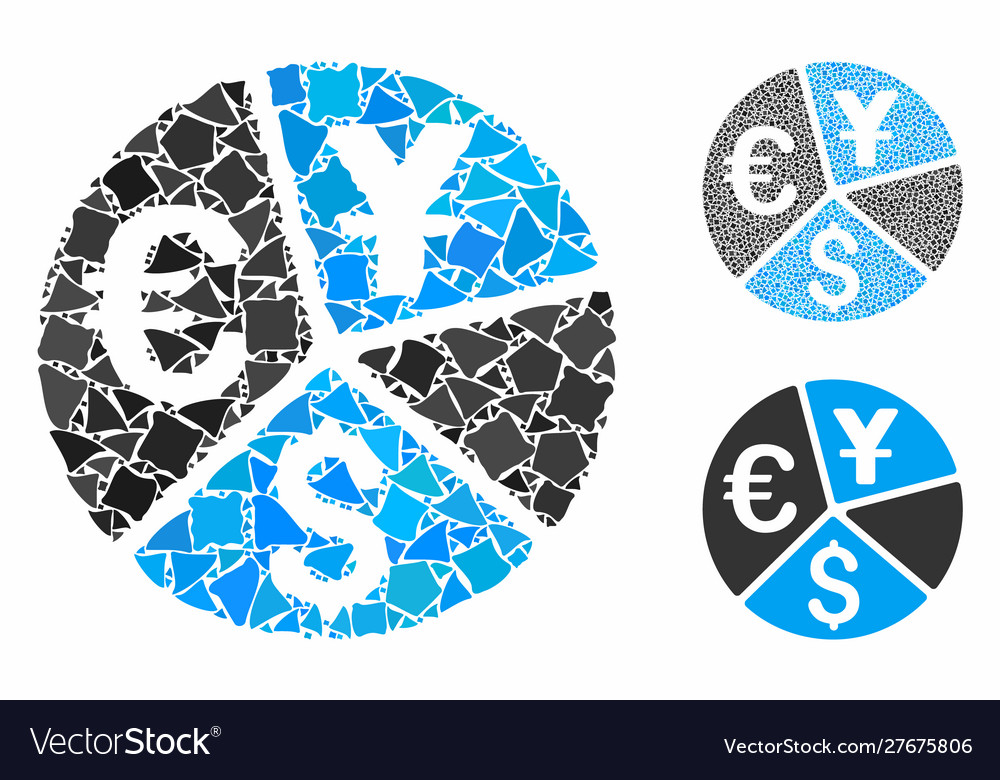 Currency pie chart mosaic icon humpy elements vector image Currency pie chart mosaic icon humpy elements