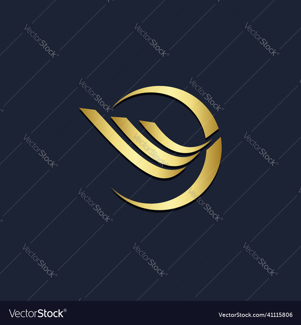 Curve abstract wing gold logo Royalty Free Vector Image