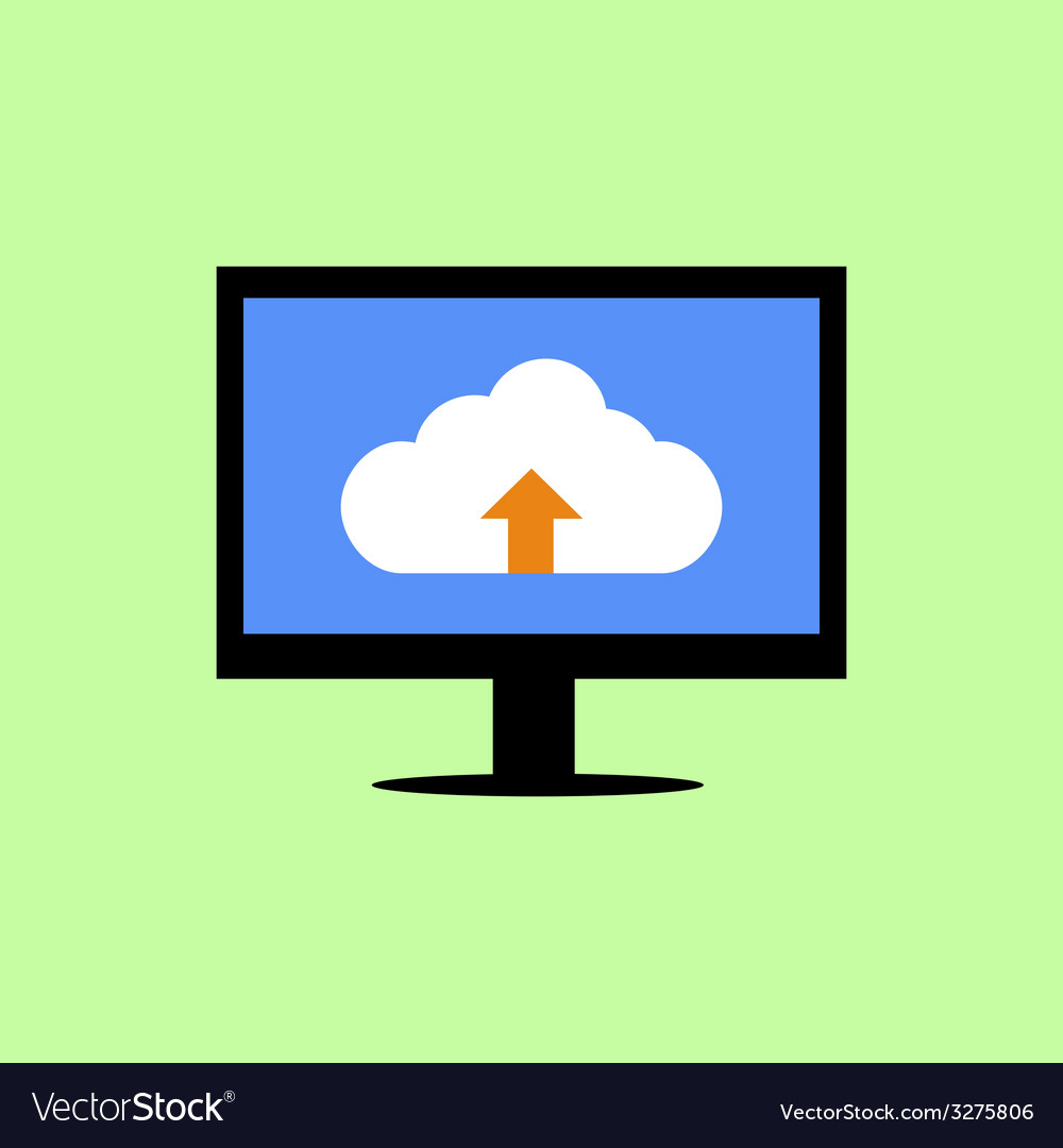 Flat style Computer mit Cloud-Upload