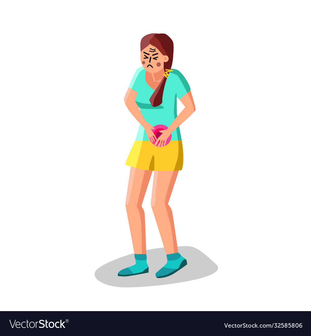 Girl suffering bladder pain urology disease Vector Image