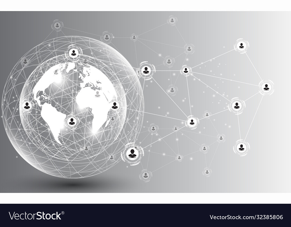 Global network connection world map abstract