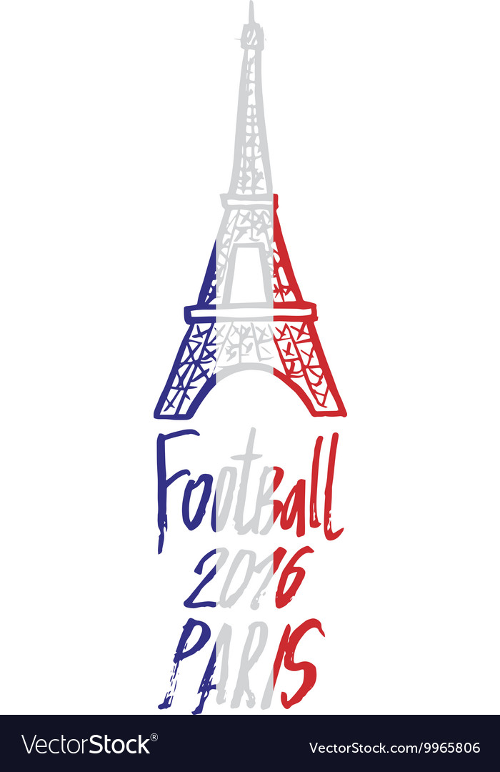 Hand drawn concept logo with eiffel tower