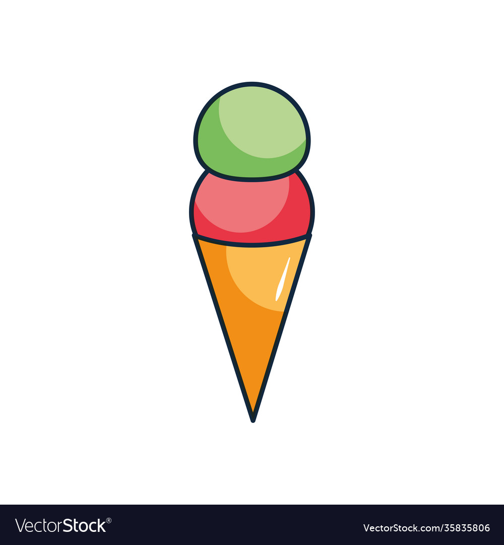 Ice cream cone icon flat style Royalty Free Vector Image