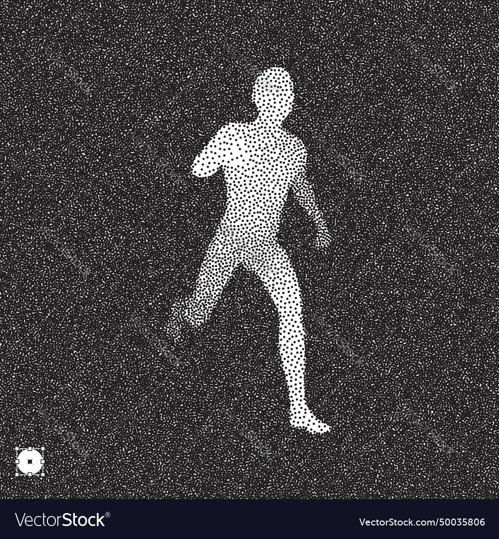 Running man 3d model of black and white Royalty Free Vector