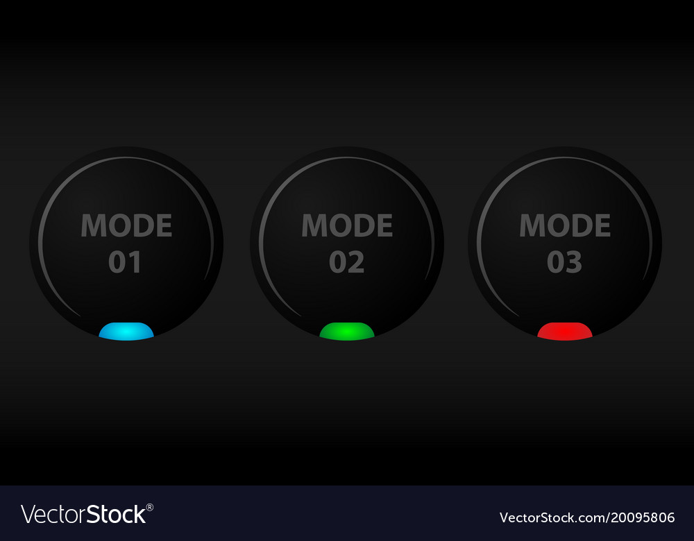 Set of black buttons with indicators