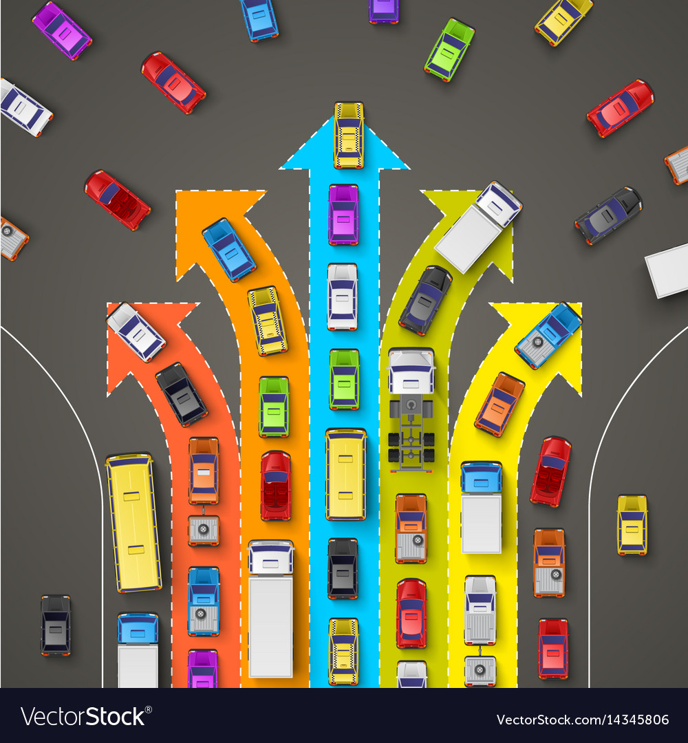 Traffic jam with directional arrows