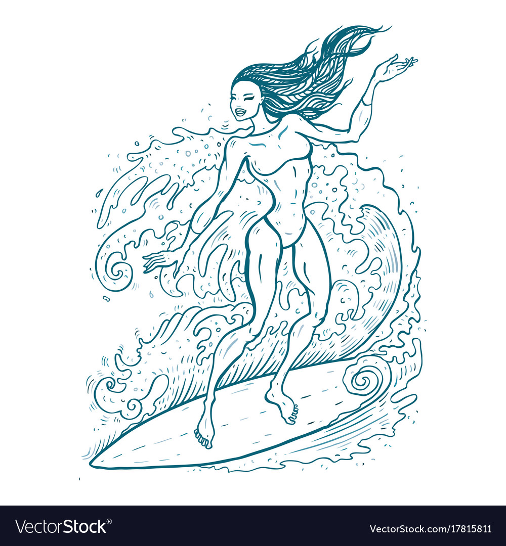 Beautiful woman on surf board