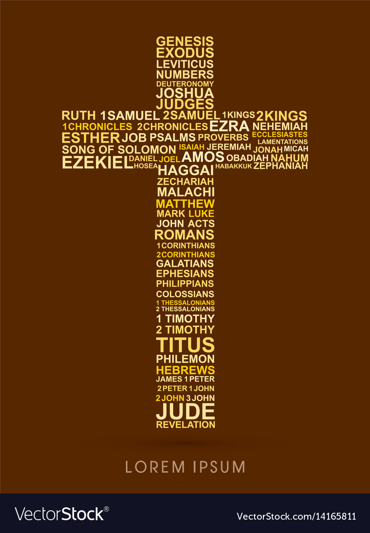 Cross With Bible Words Genesis To Revelation Vector Image