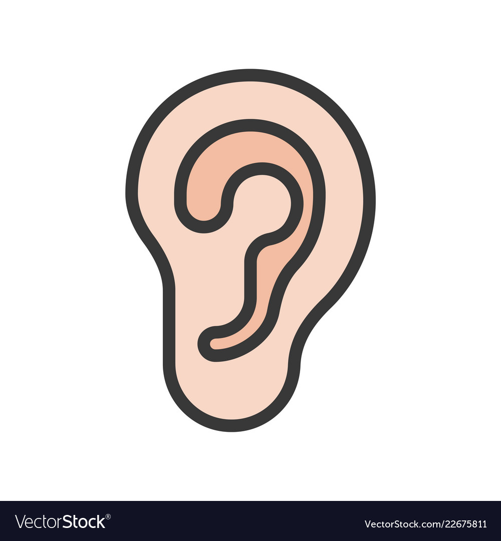 Ear simple filled outline icon organ set