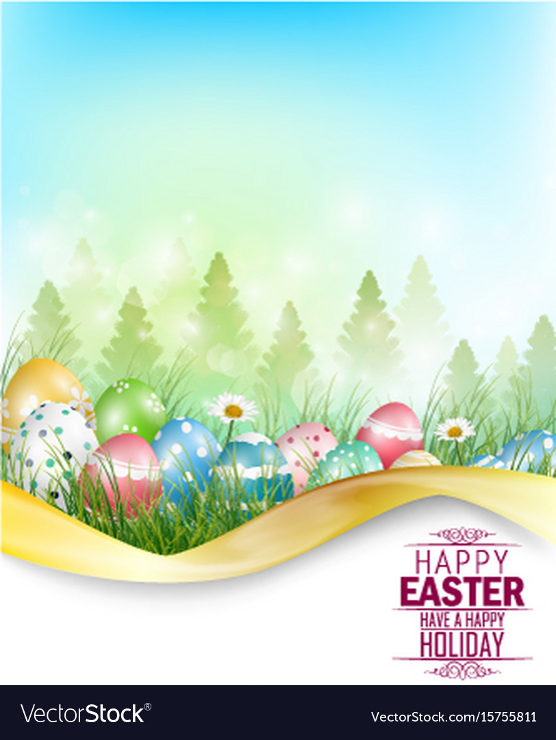 Easter eggs background with space for text