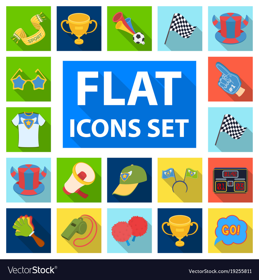 Fan and attributes flat icons in set collection