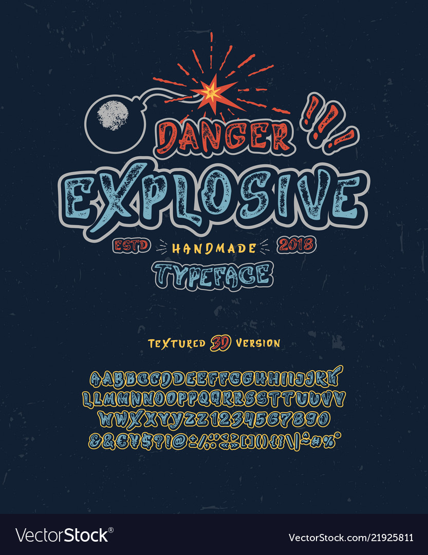 Font danger explosive vector image Font danger explosive
