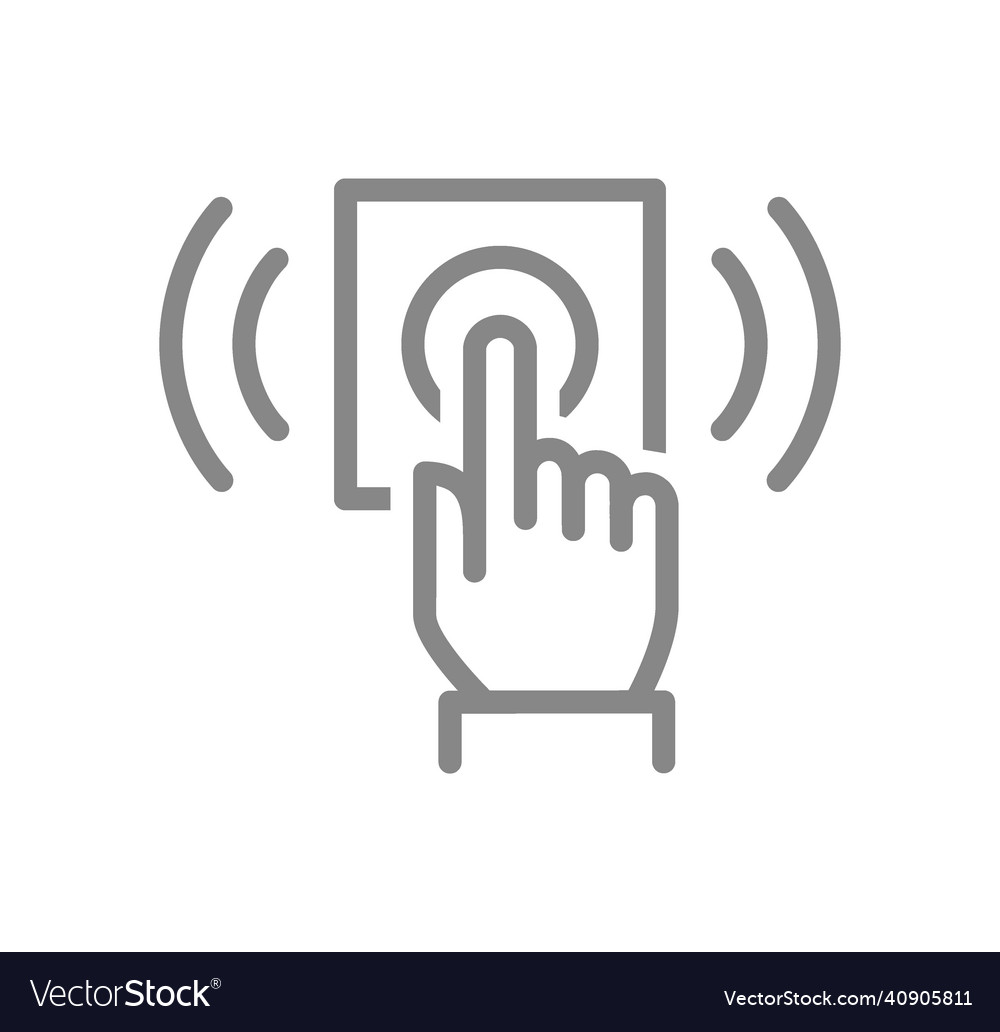 Hand with doorbell line icon ring the doorbell Vector Image