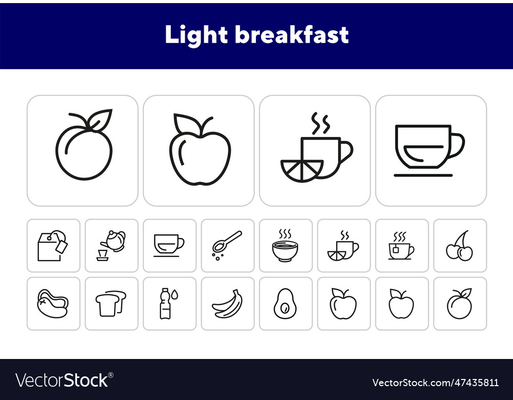 Light breakfast line icon set