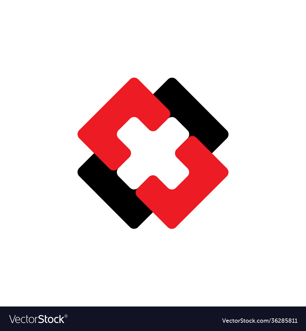 Linked simple square cross x logo