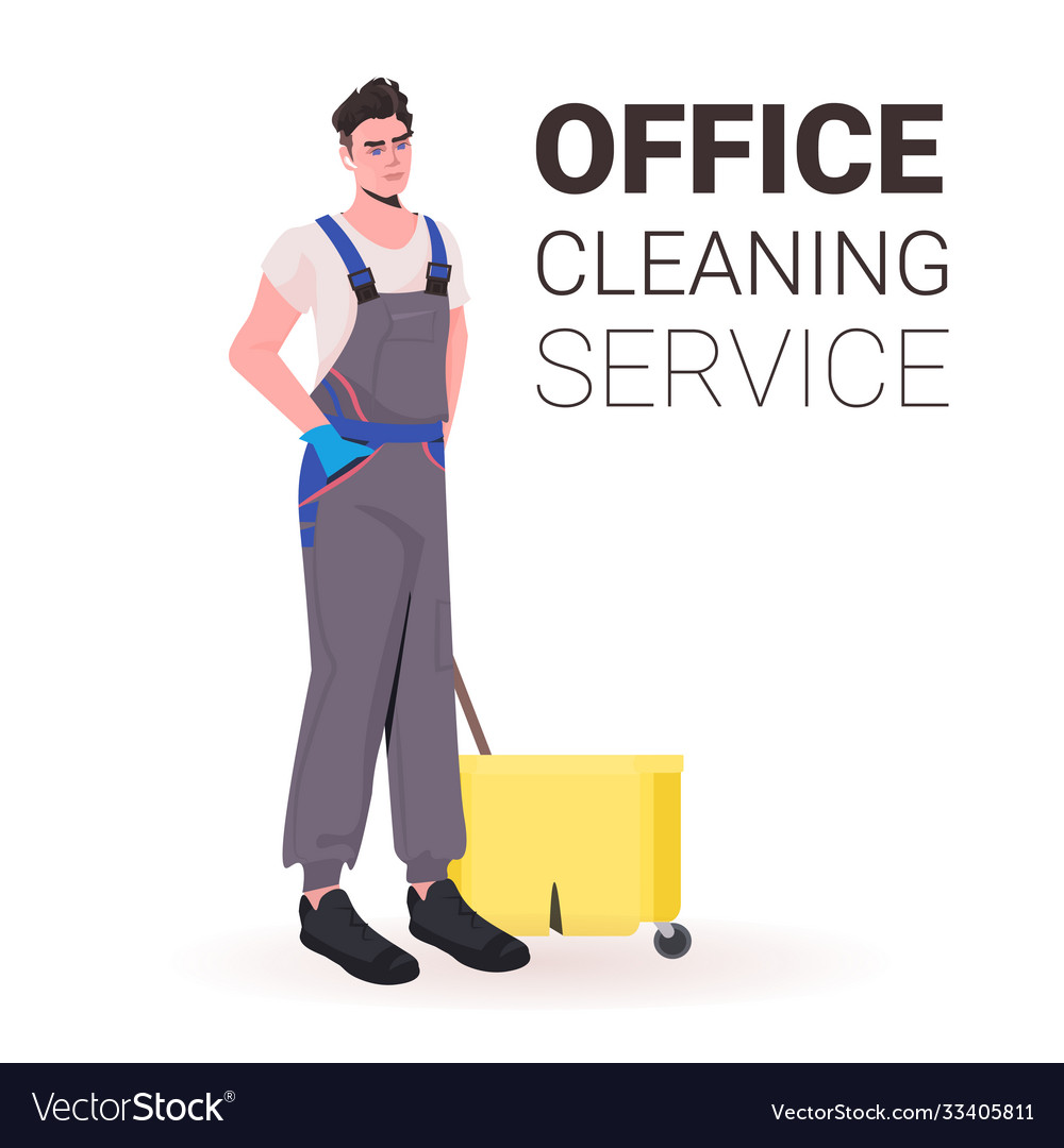 Male professional office cleaner man janitor